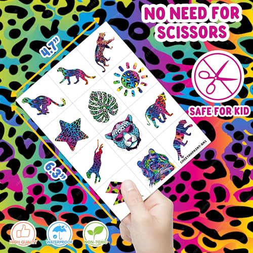 120 PCS Cheetah Print Temporary Tattoos for Kids