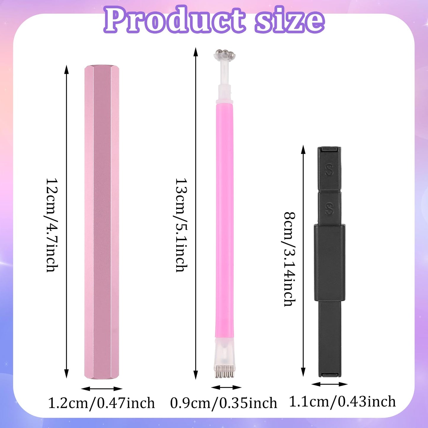 AOZUO 3 Pcs Cat Eye Magnet Tool, Double-Head Nail Magnetic Pen Hexagonal Magnet Stick 3D Gel Polish Nail Art Wand for Nail Art Salon Studio DIY Design Manicure Accessories Tool(Pink)