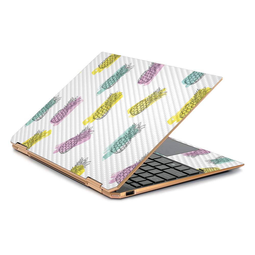 MightySkins Carbon Fiber Skin for HP Spectre X360 13.3" Gem-Cut (2019) - Funky Pineapples | Textured Carbon Fiber Finish | Easy to Apply, Remove, and Change Styles | Made in The USA