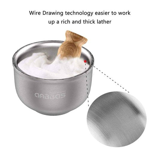 Anbbas Shaving Soap Bowl,3 Layers Food-Grade 304 Stainless Steel Shaving Cream Mug Cup for Brush Men Close Shave(Dia: 4.1 inches)