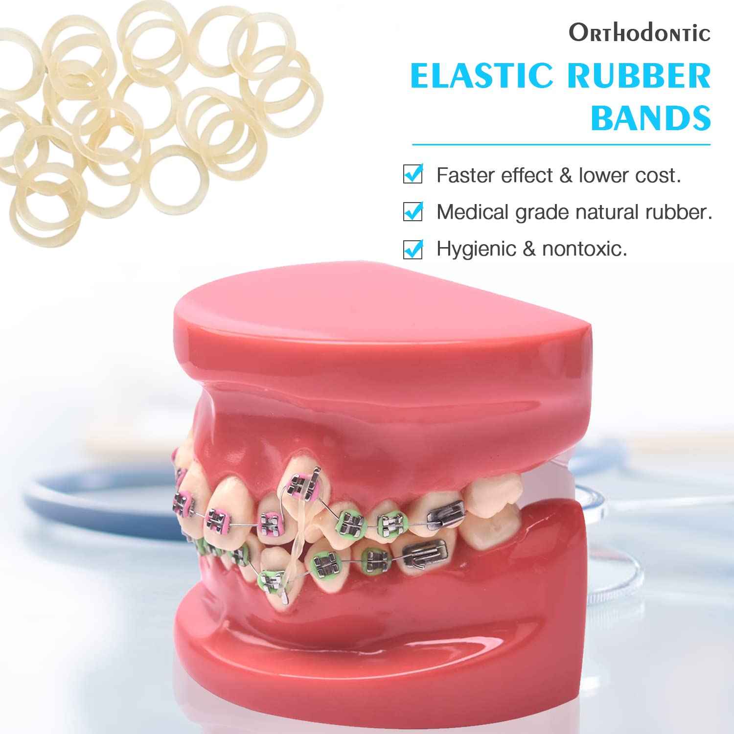 ANNWAH 500 pcs Rubber Bands for Braces,elastics for braces Fox 4.5 Ounces,Heavy Rubber Traction Bands 1/4" (100 Pieces/Pack)