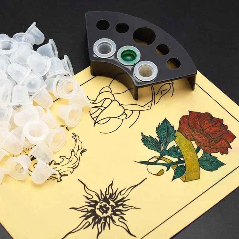Yuelong 1000pcs Tattoo Ink Caps - Disposable Pigment Caps Cups Plastic Microblading Permanent Makeup Ink Cups Holder Container - Medium, White