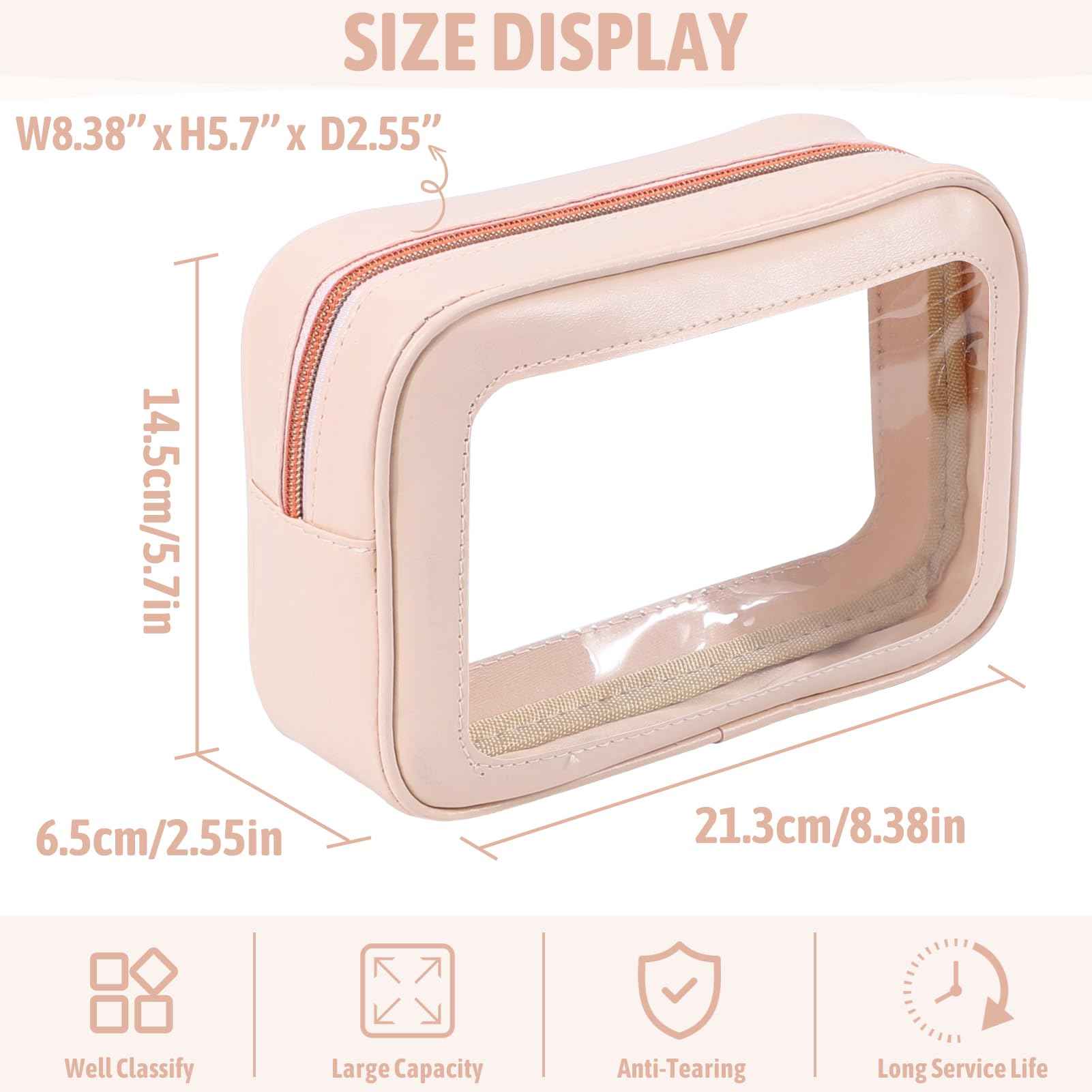 YOPCDJ 3Pack Clear Toiletry Bag,TSA Approved Travel Makeup Pouch with Zipper for Cosmetics and Toiletries，Diaper Bag Organizer Pouch Set，Women's Purse Organizer and Clear Car Bag