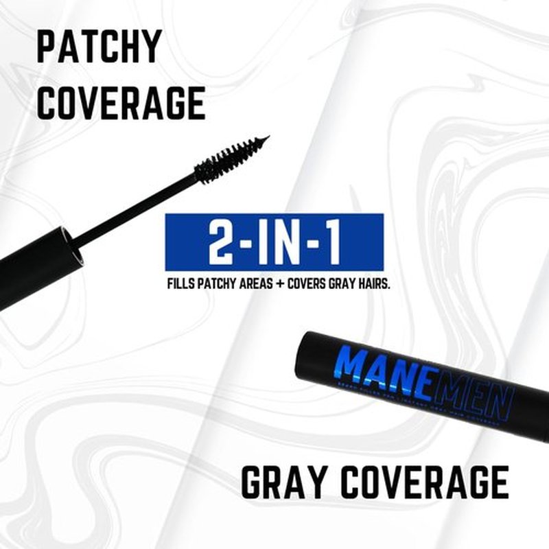 Manemen Beard Filler Pen For Men. Instant Gray Hair Coverage. Easy to Use Temporary Color for Beard, Mustache and Eyebrows. All Day Natural Finish - 2-in-1 Formula. Up to 40 Applications (BLACK)