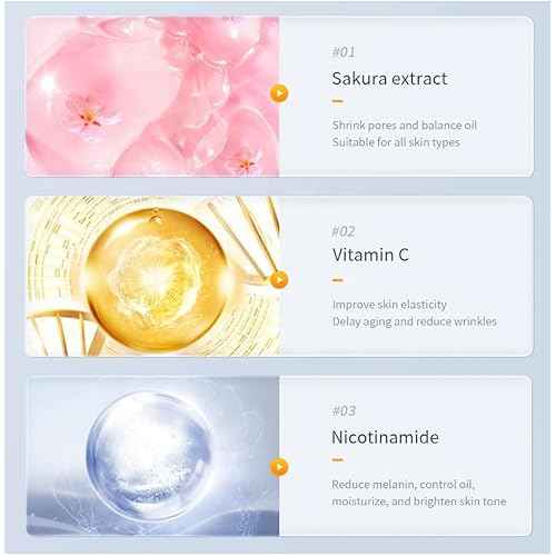 Brightening Face Sheet Mask, Set of 10 - Japanese Hydrating Beauty Skincare with Sakura Extract for Women and Men - Moisturising Anti Aging Facial Treatment - Ideal for Sensitive Skin