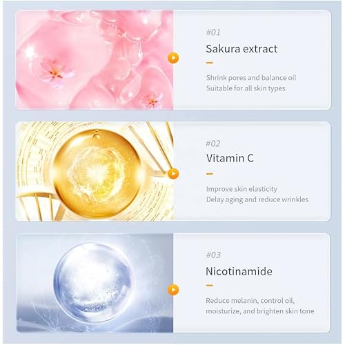 Brightening Face Sheet Mask, Set of 10 - Japanese Hydrating Beauty Skincare with Sakura Extract for Women and Men - Moisturising Anti Aging Facial Treatment - Ideal for Sensitive Skin