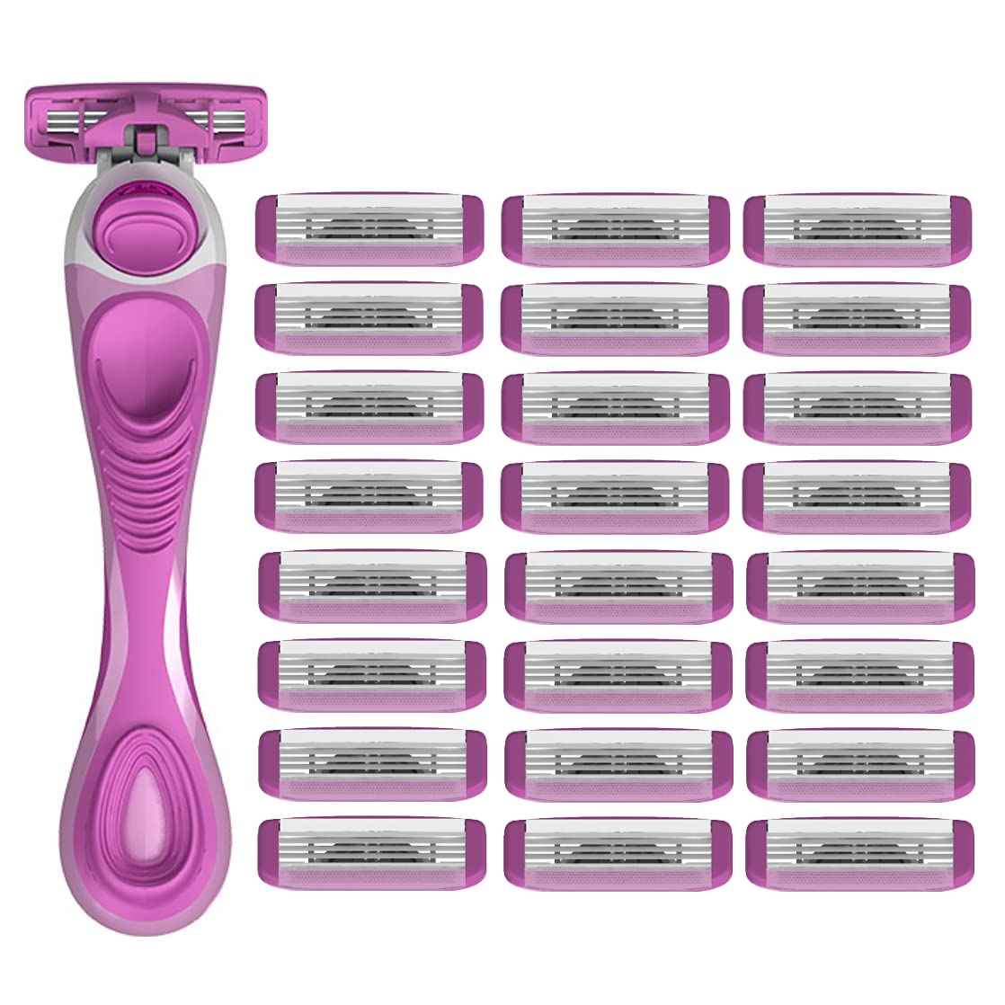 ShaveMOB 4-Blade Women's Razor Kit (Flex Head Handle + 24 Refills) - The Purist Shaving Kit