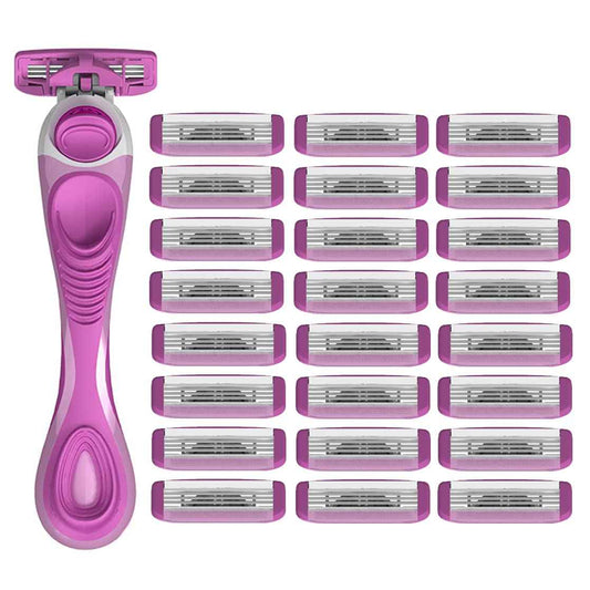 ShaveMOB 4-Blade Women's Razor Kit (Flex Head Handle + 24 Refills) - The Purist Shaving Kit