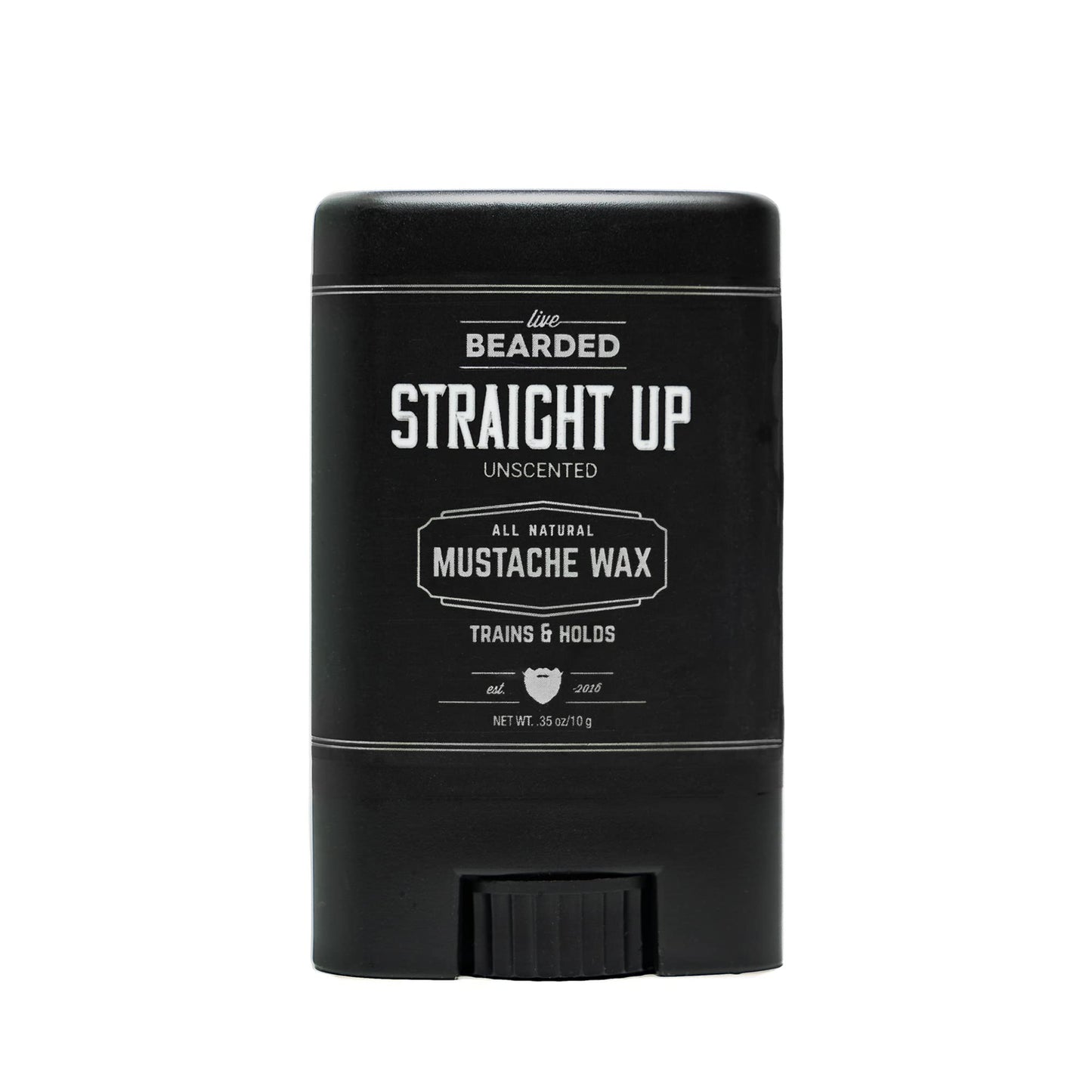 Live Bearded Mustache Wax Stick, 0.35 oz - Made in the USA with All-Natural Ingredients - Medium Hold Stache and Beard Styling for Men | Straight Up - Fragrance-Free