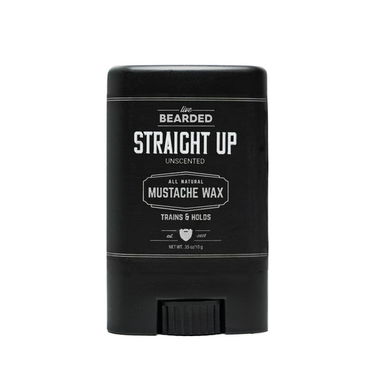Live Bearded Mustache Wax Stick, 0.35 oz - Made in the USA with All-Natural Ingredients - Medium Hold Stache and Beard Styling for Men | Straight Up - Fragrance-Free