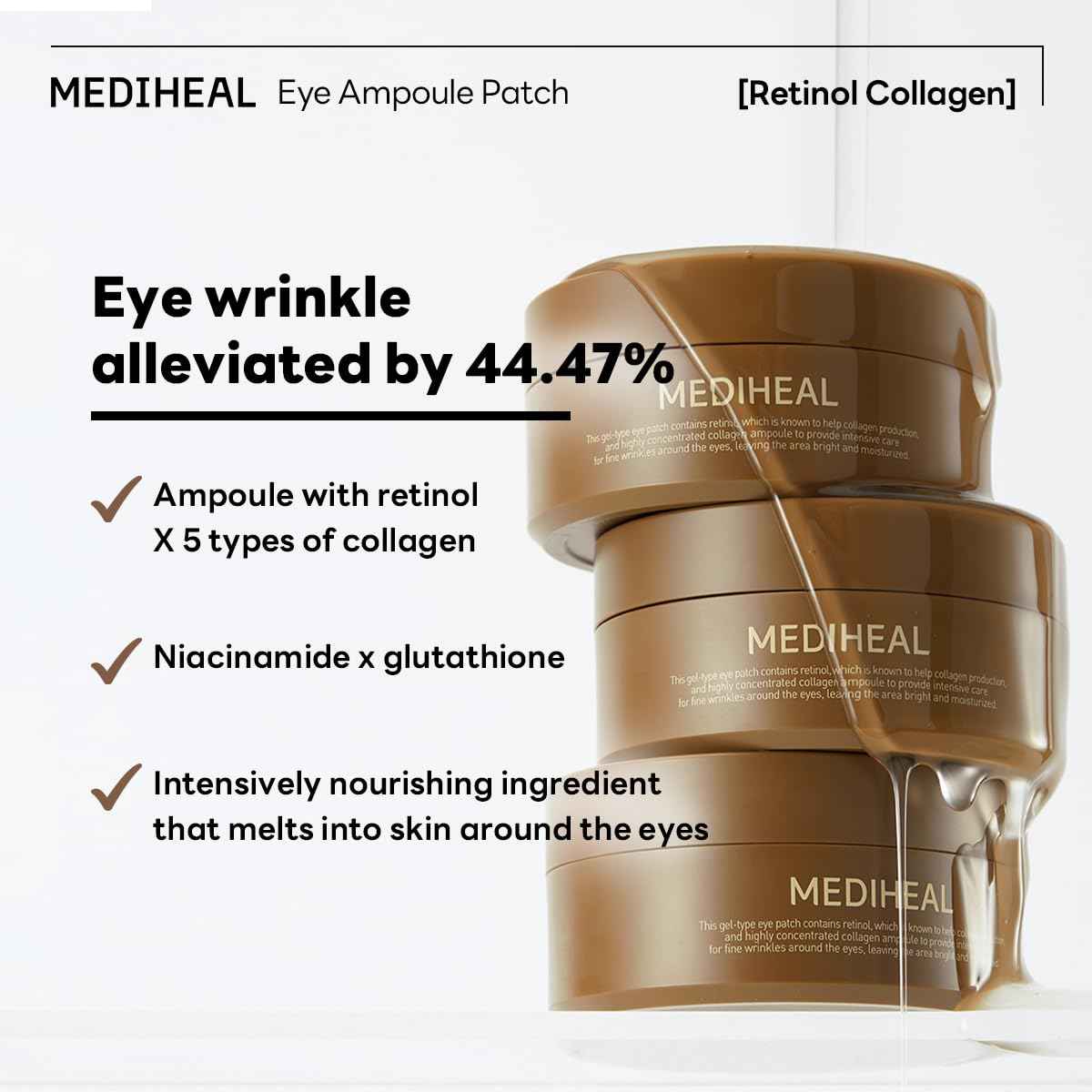 Mediheal Retinol Collagen Under Eye Patches & Collagen Ampoule Pad for Daily Skin Elasticity Care