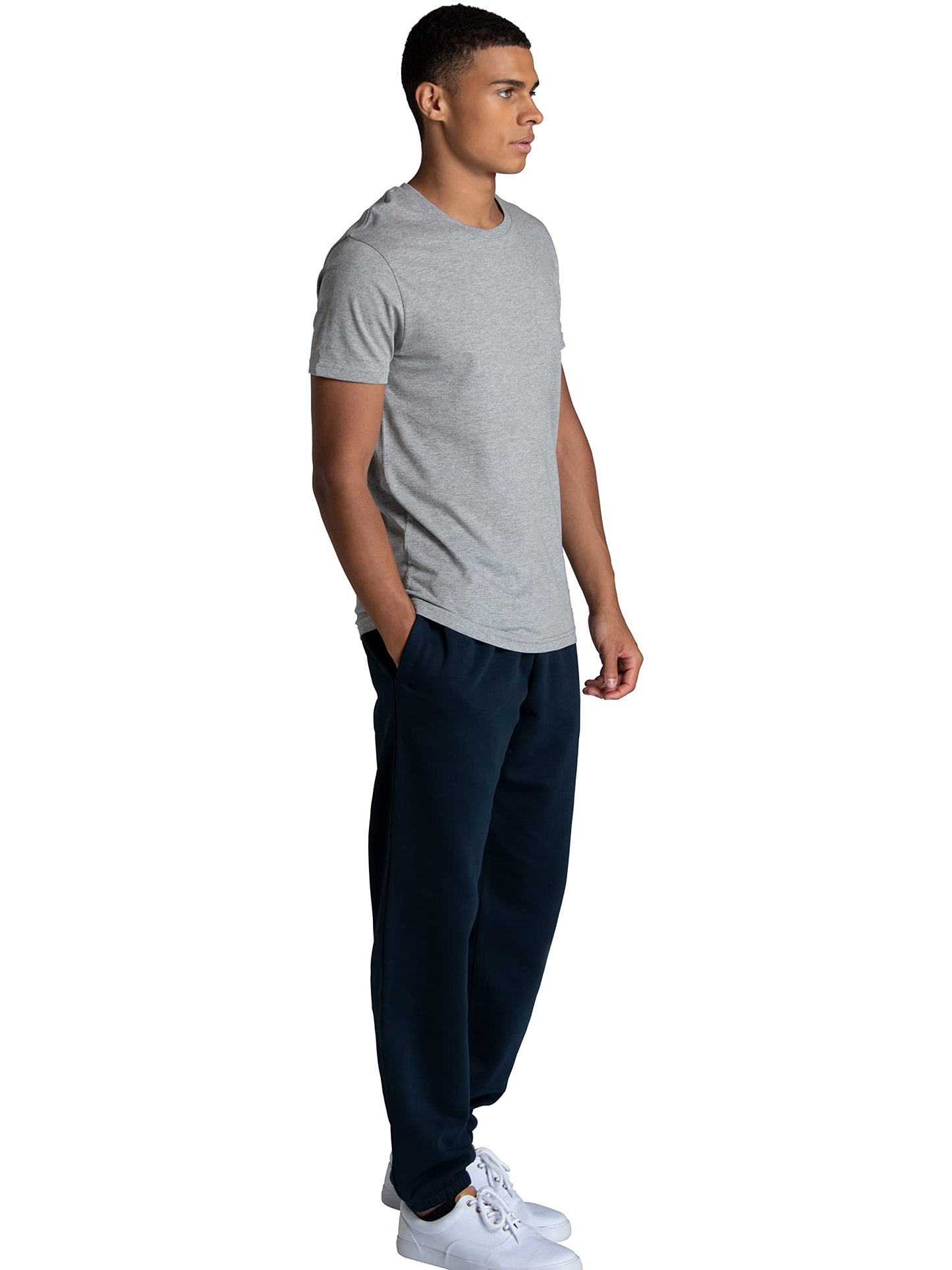 Fruit of the Loom Men's Eversoft Fleece Elastic Bottom Sweatpants with Pockets, Relaxed Fit, Moisture Wicking, Breathable, Navy Nights, Small