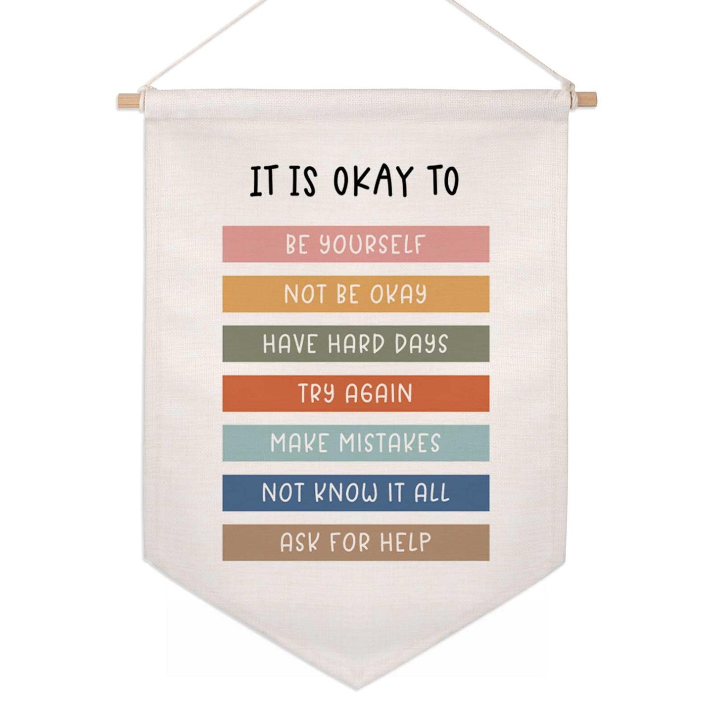 Classroom Wall Hanging Banner Poster Therapy Office Decor Calm Down Corner School Counselor Mental Health Growth Mindset Poster Anxiety Educational Wall Banner (It is Okay to Banner)