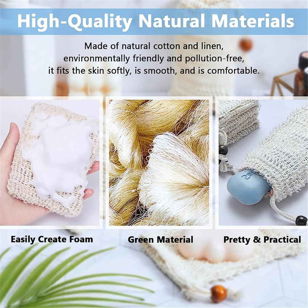 Sopurrrdy 60 Pcs Natural Sisal Soap Saver Bag for Soap Bar Organic Soap Pouch for Exfoliating Lathers and Air Dry Soap Bar Shower