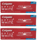 Colgate Optic White Stain Fighter Toothpaste Fresh Mint Gel 4.2 oz (Pack of 3)