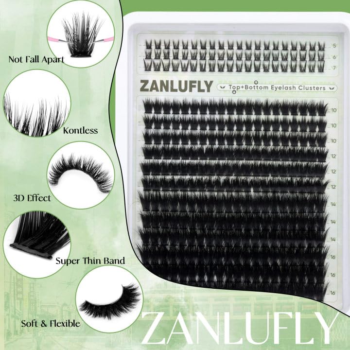 Volume Lash Clusters D-Curly Wispy Eyelash Extensions 300Pcs