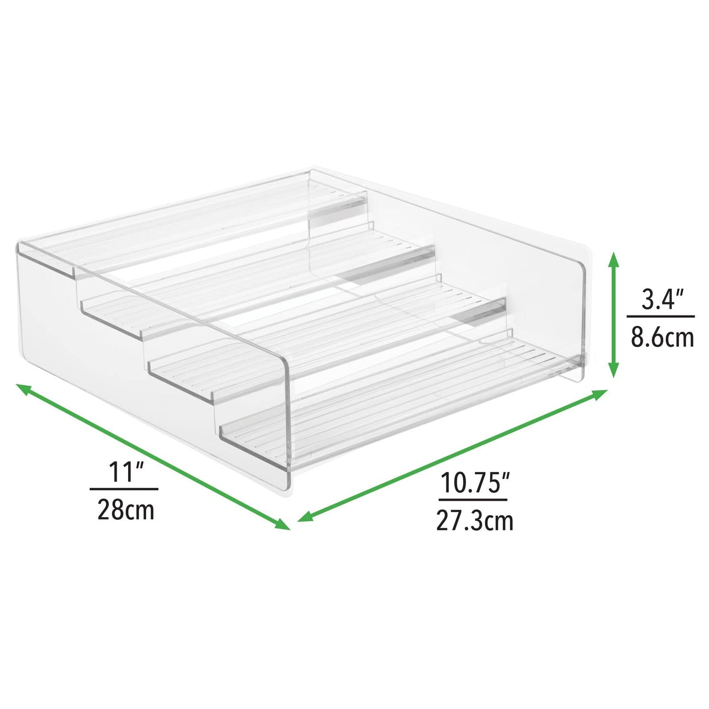 mDesign Plastic Bathroom Storage Organizer Shelf for Cabinet, Vanity, Countertop - Holds Vitamins, Supplements, Medicine Bottles, Nail Polish, Makeup - 4 Levels - Ligne Collection, Clear