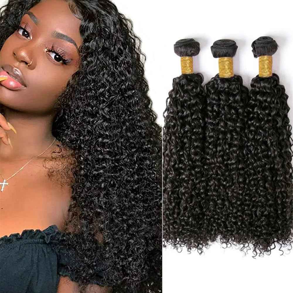 Afro Kinky Curly Human Hair Bundles Natural Black Raw Curly Bundles Human Hair 18 18 18 Inch Healthy And Soft Unprocessed Remy Hair Extensions Daily Wear Double Weft