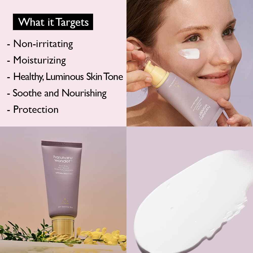 Haruharu Wonder Black Rice Pure Mineral Relief Daily Sunscreen 1.69 fl.oz (Pack of 2)