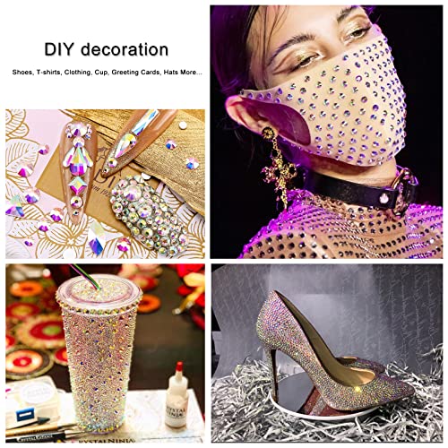 AARDWO 2568 Pcs Rhinestones Nail Gems Face Gems Makeup Gems AB Rhinestones Set Multi Shapes Crystal for Nails Shoes Clothes Bags Crafts Decoration with Picker Pencil and Tweezers