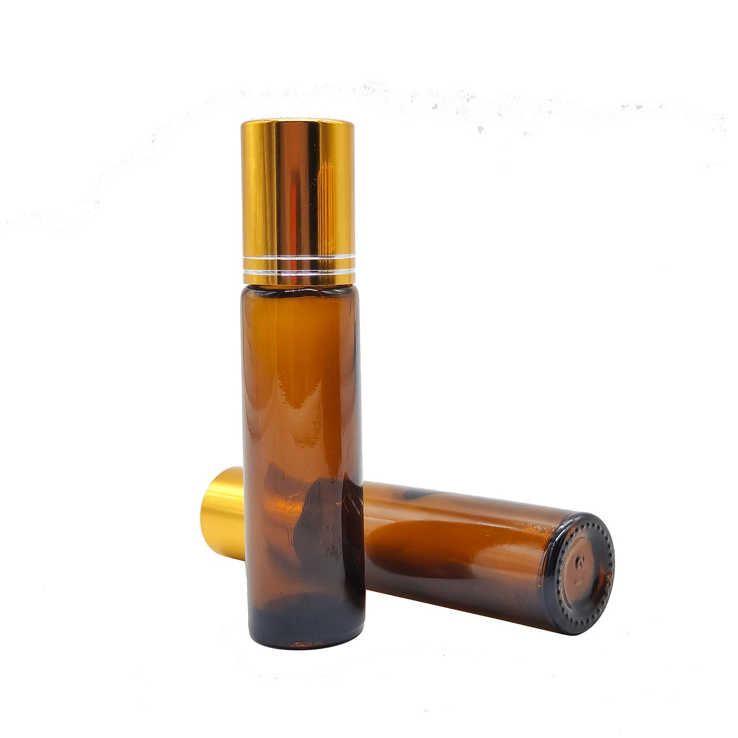 BEGIKET 24 Pack Essential Oil Roller Bottles, 10ml Amber Glass Roll-on Bottles with Stainless Steel Roller Balls and Gold Cap