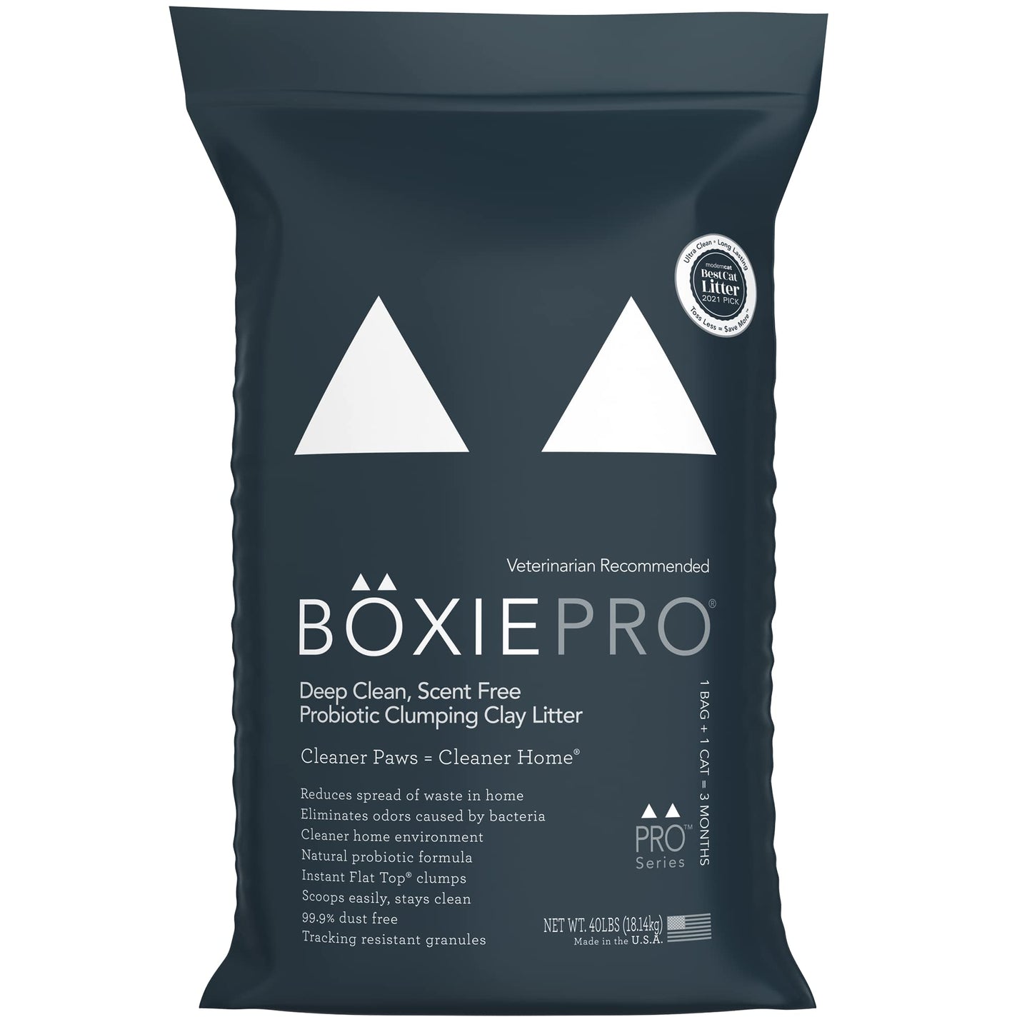 Boxie® Probiotic 40 Day Natural Odor Control Cat Litter, 40lb Clumping Clay Kitty Litter