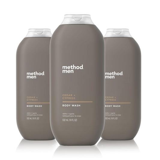 Method Men Body Wash, Cedar + Cypress, Paraben and Phthalate Free, 18 FL Oz (Pack of 3)