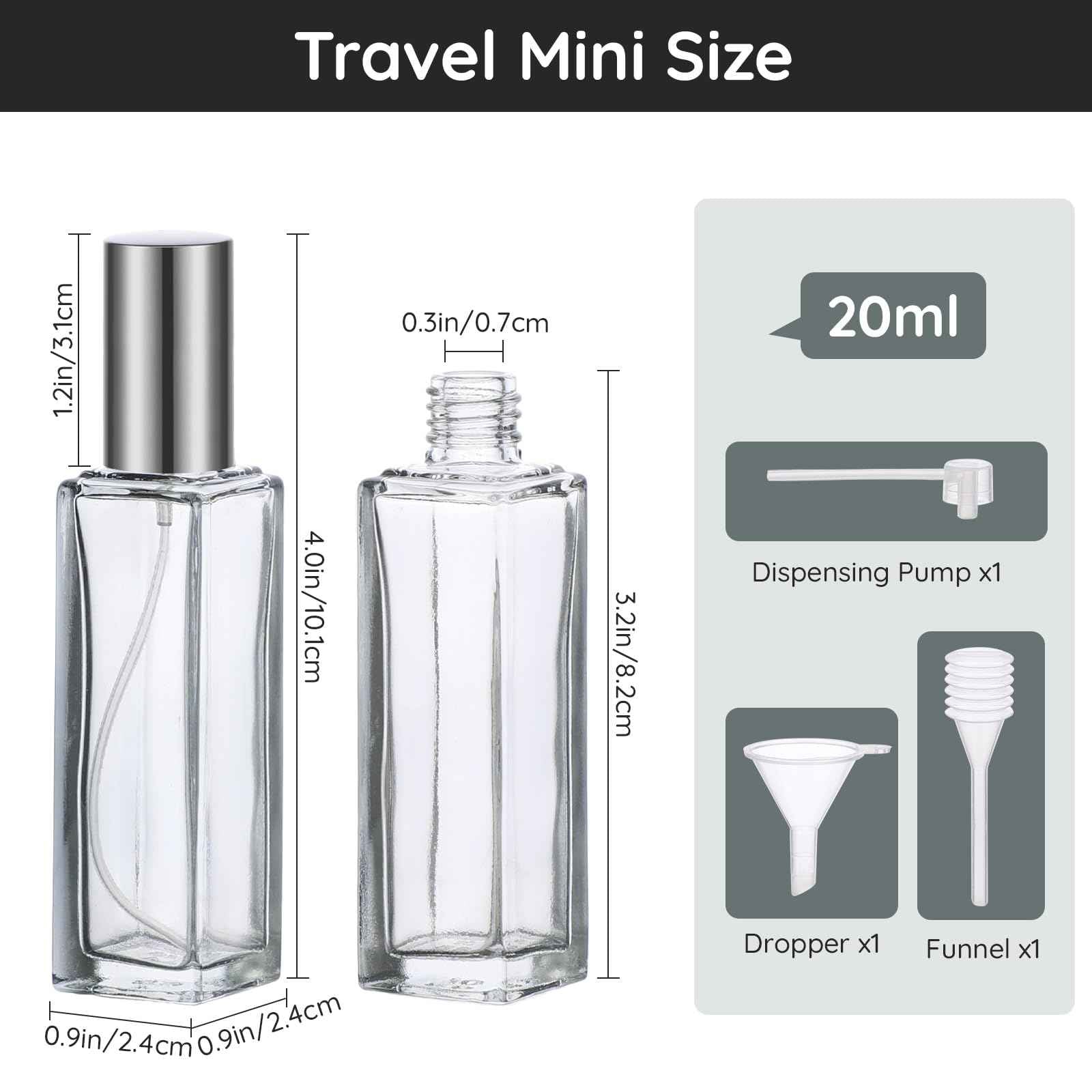 Segbeauty Travel Size Perfume Refill Bottle, 5 Set of 20ml Glass Perfume Spray Bottle Atomizer, Mini Portable Travel Cologne Dispenser Fine Mist Sprayer Toiletries Accessories Kit for Men Women