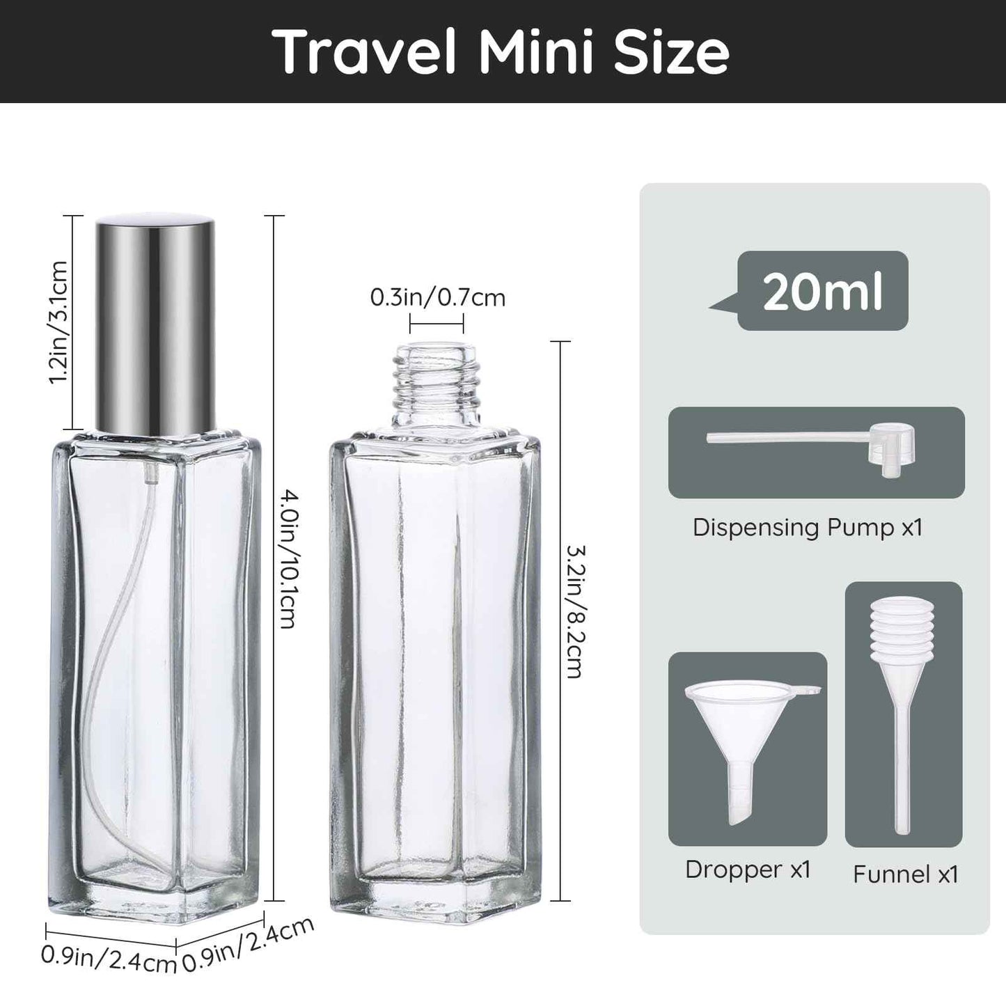 Segbeauty Travel Size Perfume Refill Bottle, 5 Set of 20ml Glass Perfume Spray Bottle Atomizer, Mini Portable Travel Cologne Dispenser Fine Mist Sprayer Toiletries Accessories Kit for Men Women