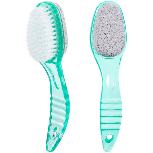 2 Pcs Foot Brush for Shower with Handle 2 in 1, Ooloveminso Large Foot Pumice Stone Brush Scrubber Foot File Calluses Remove Suitable for Horniness Foot Spa, Foot Care Smooth Skin (Green)