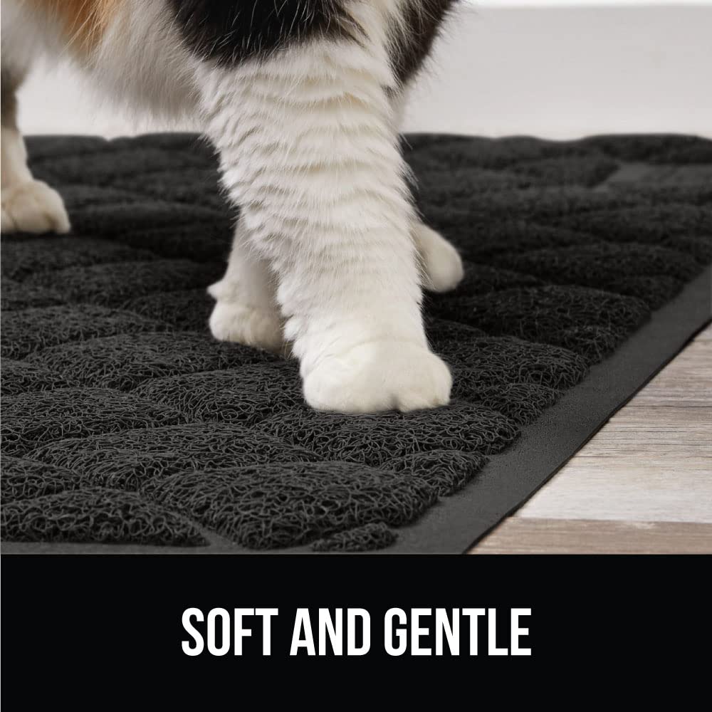 The Original Gorilla Grip Water Resistant Cat Litter Box Trapping Mat, Easy Clean, Textured Backing, Traps Mess for Cleaner Floors, Less Waste, Stays in Place for Cats, Soft on Paws, 24x17 Black