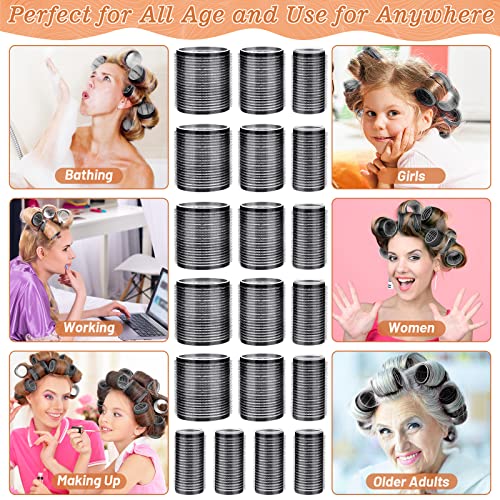 Heatless Hair Rollers Set 24pc with Clips - 4 Sizes