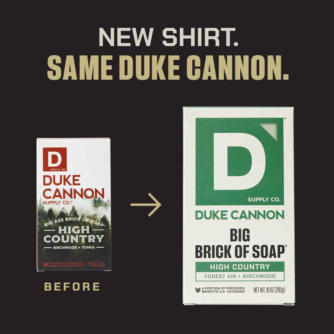Duke Cannon Supply Co. Big Brick of Soap Bar, Frontier 40 - Fresh Cut Pine, Leaf & Leather, Campfire & Midnight Swim, Extra Large, Masculine Scents, 10 oz. (Variety, 4 Pack)