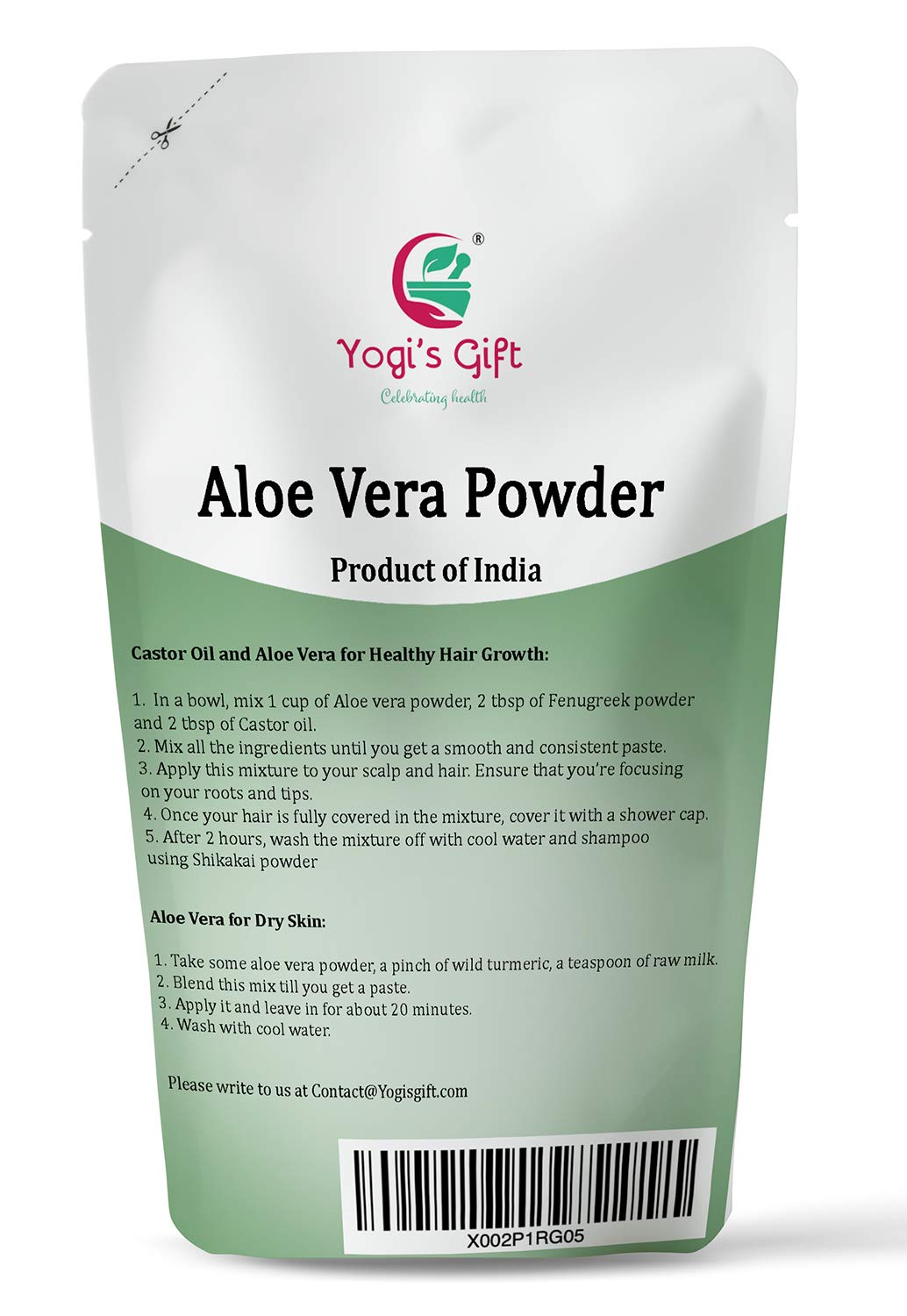 Aloe Vera Powder 8 oz | Moisturizing Face Mask Ingredient For Dry Skin | Hair Mask Ingredient for Hair Growth | Made from Pure & Cultivated Aloevera | by Yogi’s Gift®