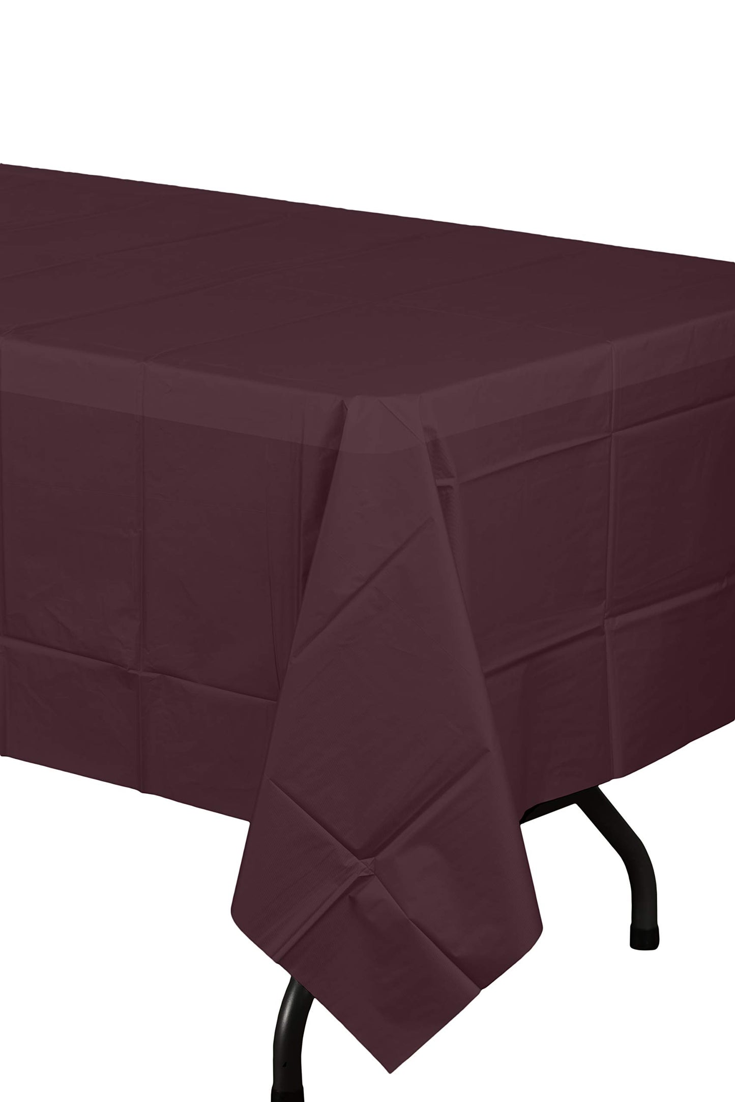 Exquisite 12-Pack Premium Plastic Tablecloth 54in. x 108in. Rectangle Table Cover - Brown