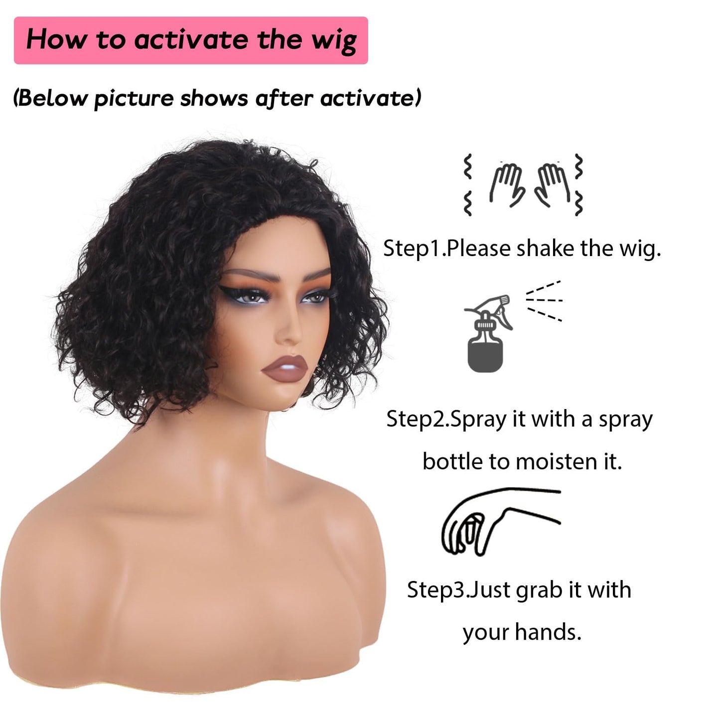 ManeMajesty Short Curly Wig Human Hair for Black Women Wear and Go Glueless Deep Curly Wig Bob Jerry Curl 100% Human Hair Wigs No Lace Front Machine Made Natural Black 10 Inch