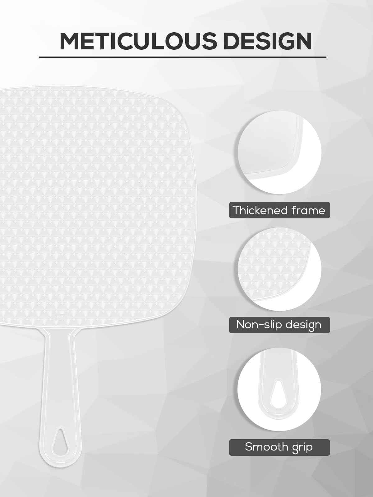 BEFUI Extra Large Handheld Mirror，Hand Salon Mirror with Handle for Barbers, Hairdressing (White，12.4" Lx 9" W)