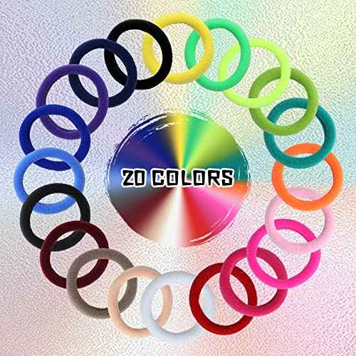 Lawie 200 Pack Terry Cloth Knit Thick Colorful Hair Ties Scrunchies Elastics Hair Bands for Thin Curly Hair Ponytail Holder