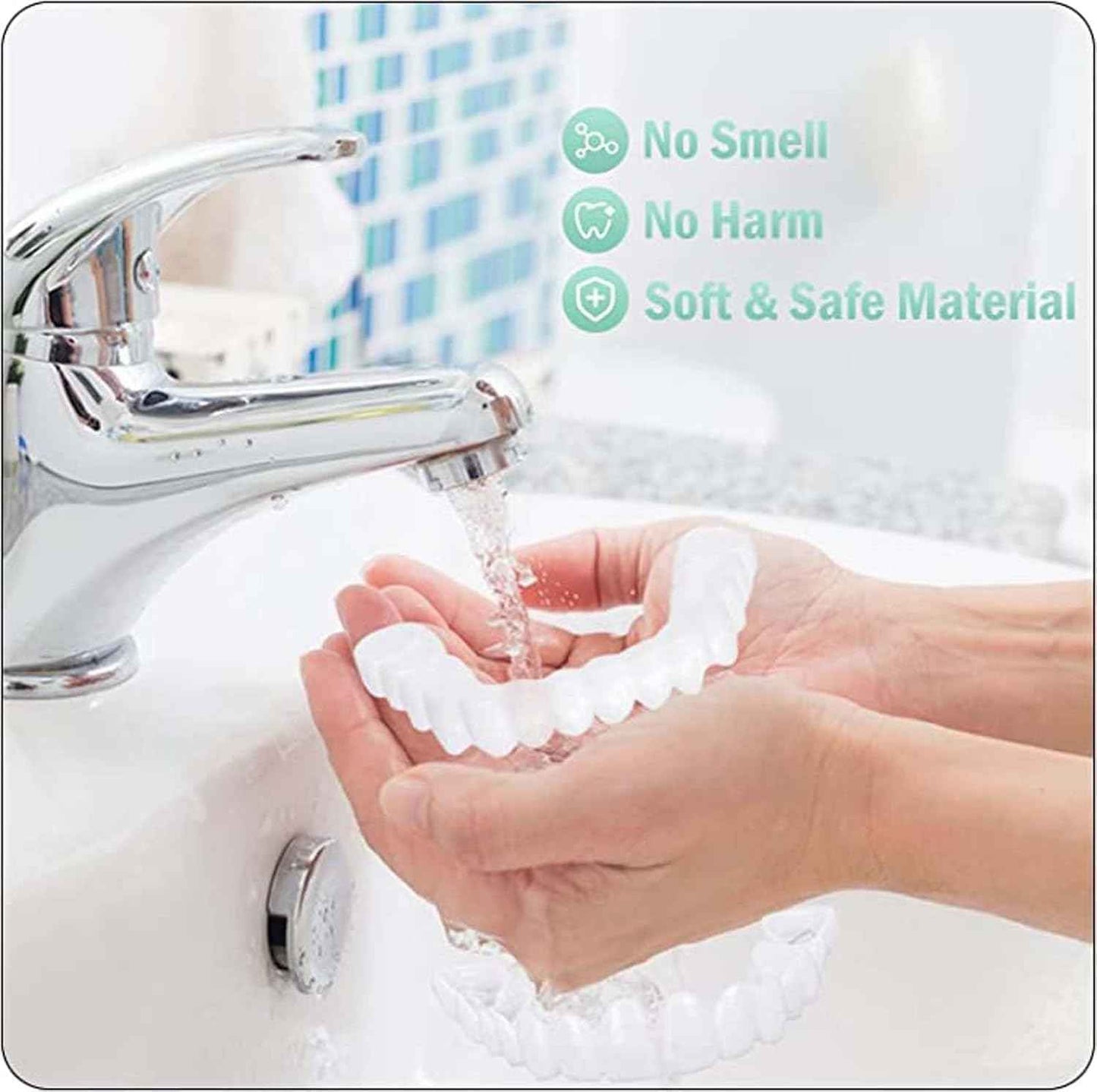 ‌2 Pairs Natural-Looking Temporary Smile Solutions, Top & Bottom Adjustable for Comfortable Experience (1.0)