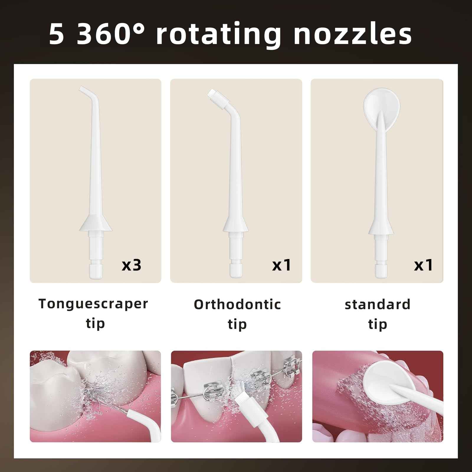 Water Flosser, 4 Modes, Portable 320ml Large Tank Water Flosser Oral Cleaner IPX7 Waterproof Cleaning Flosser for Home Travel (White)