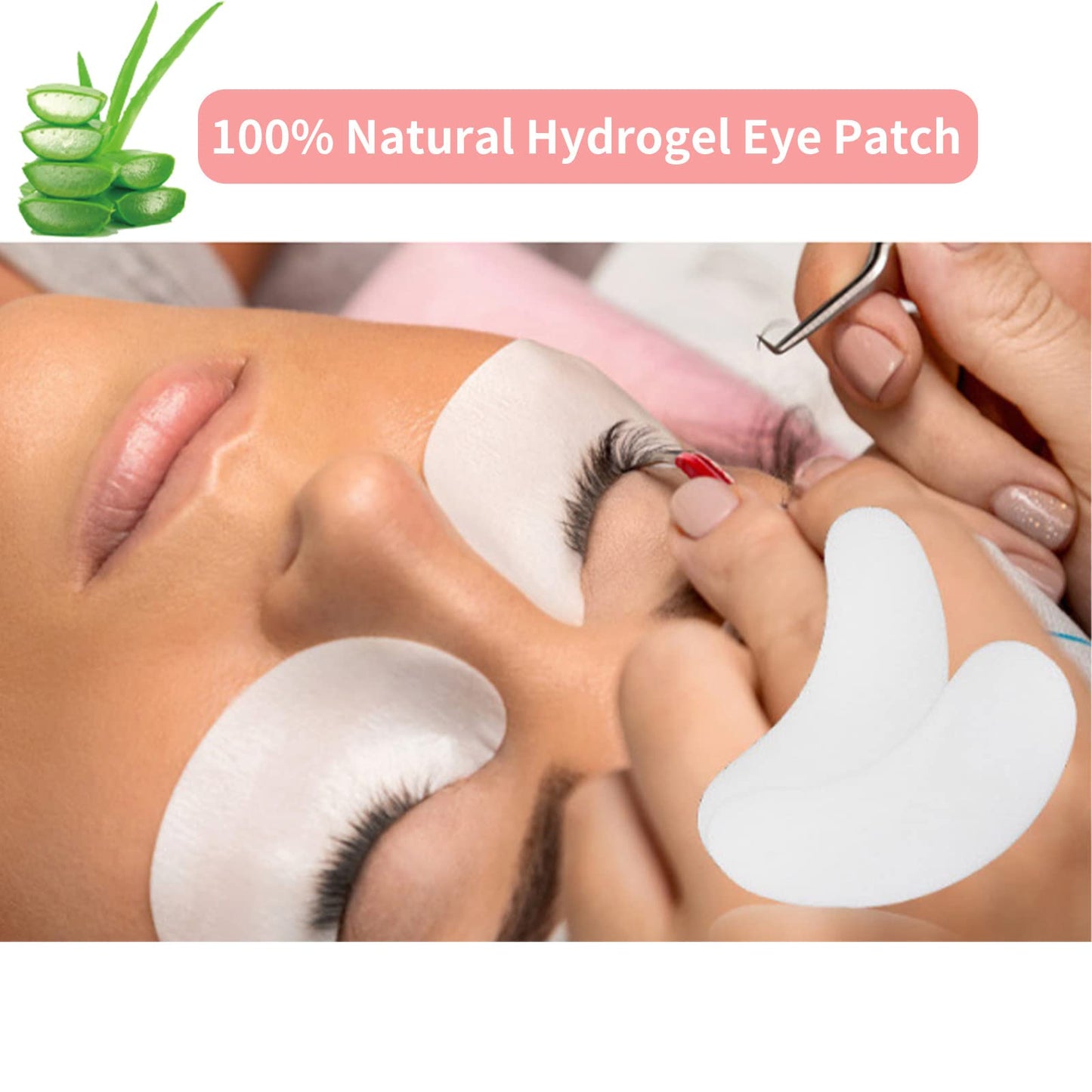 LORANER 350 PCS Under Eye Gel Pads,Eyelash Mascara Brushes,Holder Eyelash Extension Rings - 100% Naturel Lint Free,Comfy and Cool,Eyelash Extension Eye Pads,Hydro gel Eye Patches Beauty Tool(Pink)