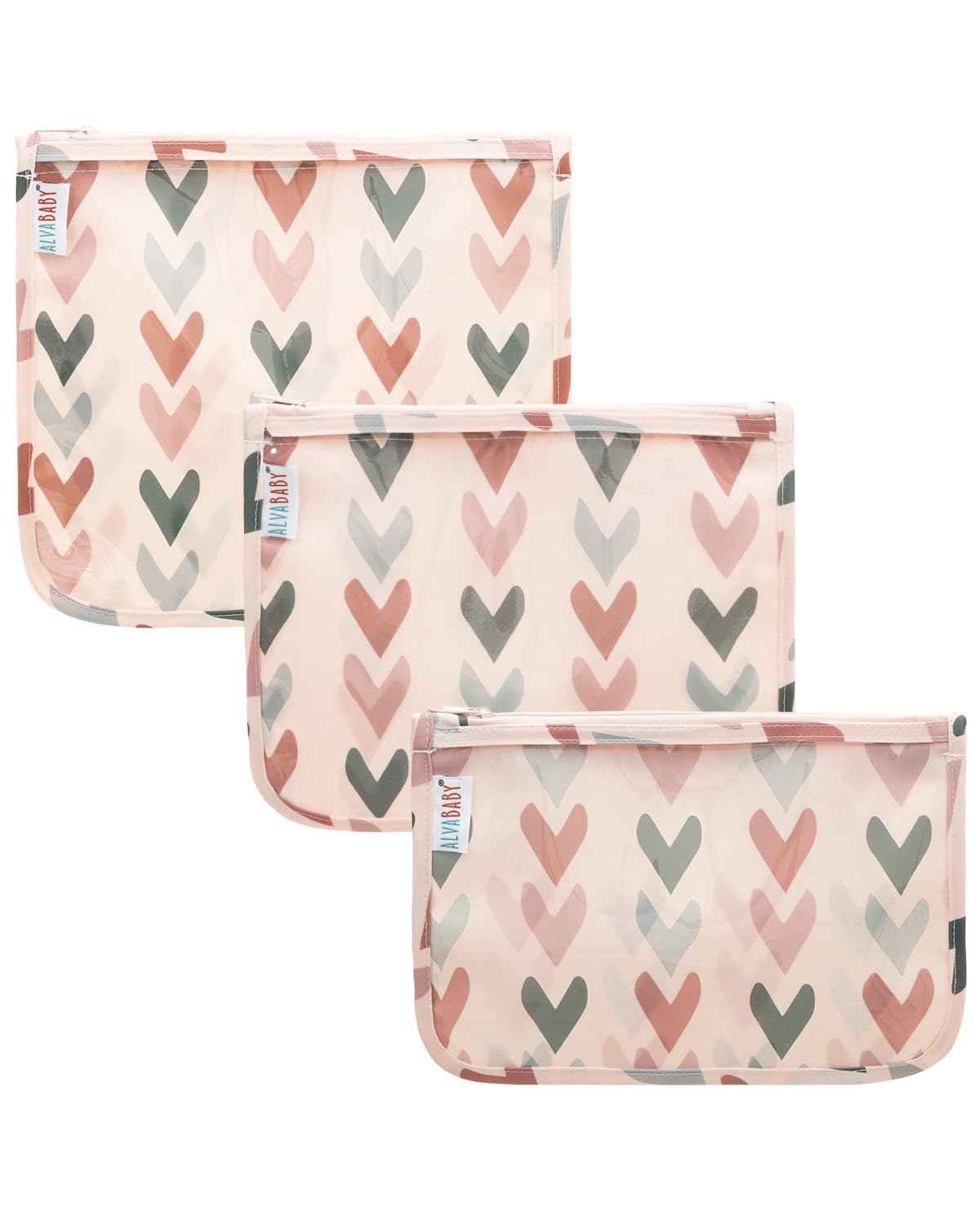 ALVA 3pcs Mess-Proof Travel Toiletry Bag,Makeup BagClear/Cosmetic & Diaper Organizer with Front Pouch