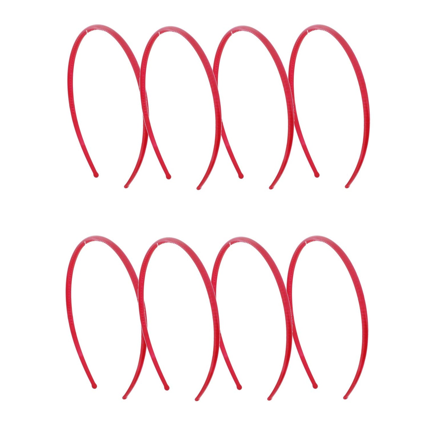 Thin Plastic Headband - Set of 8-Red