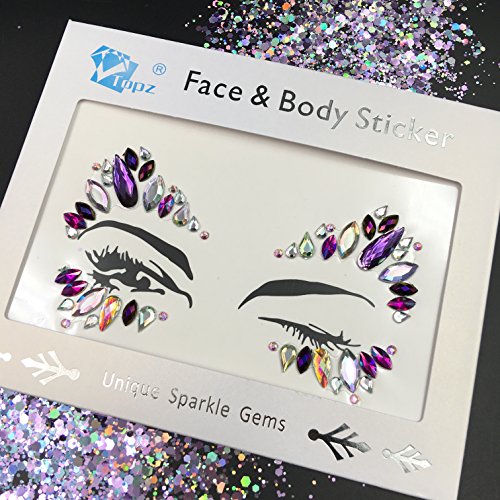 Topz Purple Face Gems Stickers - Festival Halloween Jewels