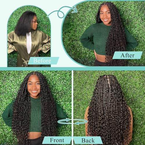 Goday 150g 6 Bundles Boho Braiding Hair 18 Inch Wet & Wavy Curly Human Hair for Braiding