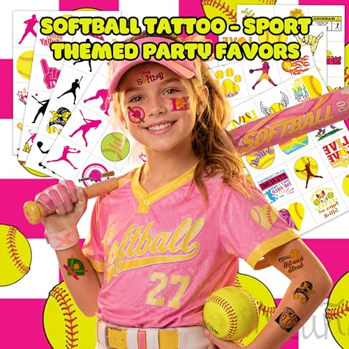96-Piece Softball Temporary Tattoos – Waterproof Game Day Stickers