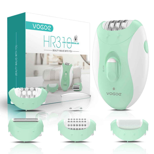 VOGOE Epilator for Women-Cordless Epilators Hair Removal for Women, 4-in-1 Electric Razor Hair Remover, 2 Speeds & 21 Tweezers for Face Legs Arms Armpit Bikini, Green HR310