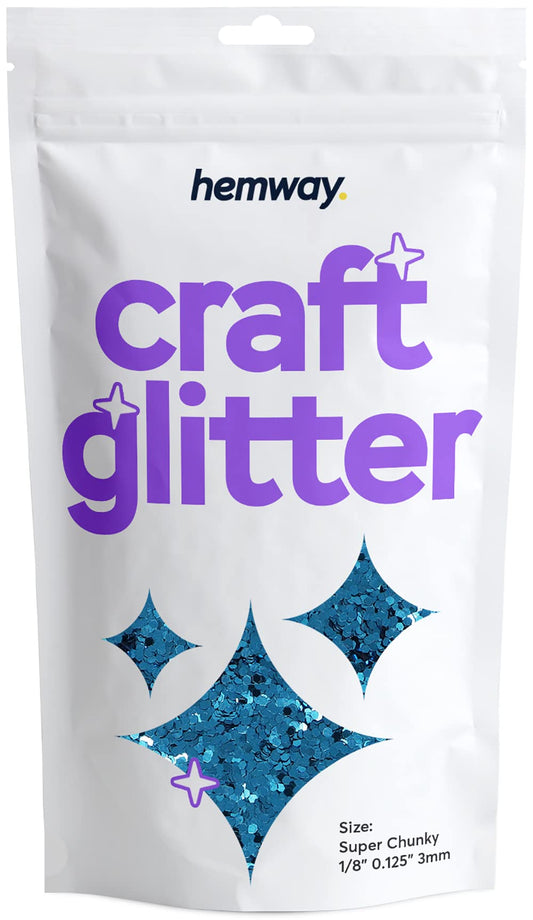 Hemway Craft Glitter 100g / 3.5oz Glitter Flakes for Arts Crafts Tumblers Resin Epoxy Scrapbook Glass Schools Paper Halloween Decorations - Super Chunky (1/8" 0.125" 3mm) - Ocean Blue