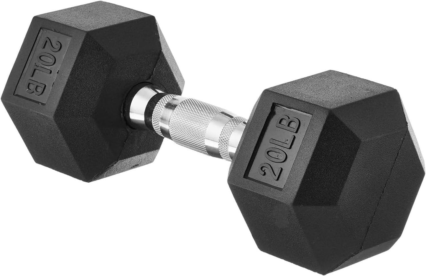 Amazon Basics Rubber Hex Dumbbell Hand Weight, 20 Pounds, Single, Black