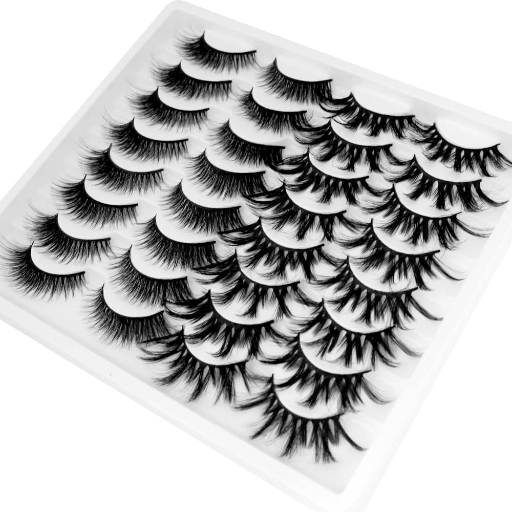 BlueSmurfs 16 Pairs Fales Eyelashes Bulk 3D Cat Eye False Lashes Fluffy Dramatic Eye Lashes Christmas Fake Eyelashes Volume Pack (2 Styles)